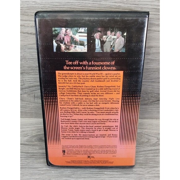 Caddyshack (1980 VHS, Clamshell) Chevy Chase, Bill Murray, Clam Shell - Picture 2 of 10